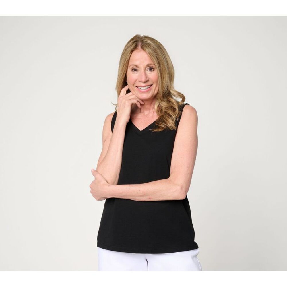 Susan Graver Women's Top Sz M Make Your Selection: Essentials Comfy Black
